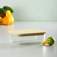 VETTA Контейнер для продуктов 1000мл, крышка бамбук, жаропрочное стекло