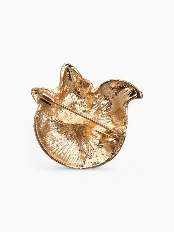 Брошь &laquo;Лиса&raquo;, блестящая, бело-розовая в золоте