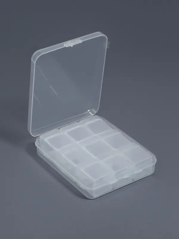 Органайзер для хранения мелочей, 9 баночек, в контейнере, 11.5&times;9&times;2.7 см, прозрачный