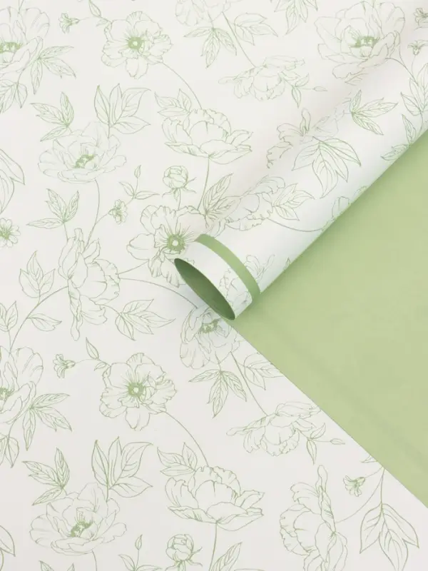 Пленка для цветов, "Букет цветов", зелёная, 57х57 см