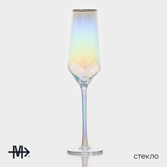 Набор бокалов для шампанского стеклянный Magistro «Дарио», 180 мл, 7×27,5 см, 2 шт, цвет перламутровый Набор бокалов для шампанского стеклянный Magistro «Дарио», 180 мл, 7×27,5 см, 2 шт, цвет перламутровый
