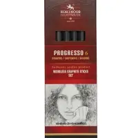 Набор карандашей цельнографитовых Koh-I-Noor. PROGRESSO 8915, 6 штук, разной твёрдости, круглый
