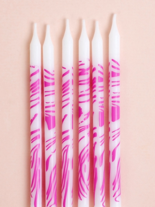 Свечи для торта  Свечи для торта "Волнистые линии", 6 шт, белый с розовым