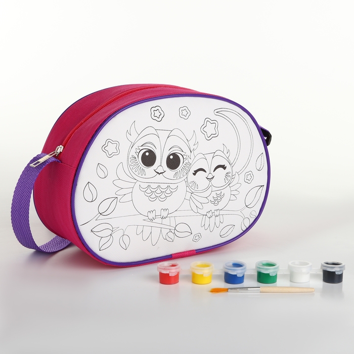 Набор для творчества: Сумка раскраска «Совы», 22х16 см, отдел на молнии Набор для творчества: Сумка раскраска «Совы», 22х16 см, отдел на молнии