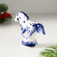 Сувенир Конь Старт, 6х8х8 см, гжель