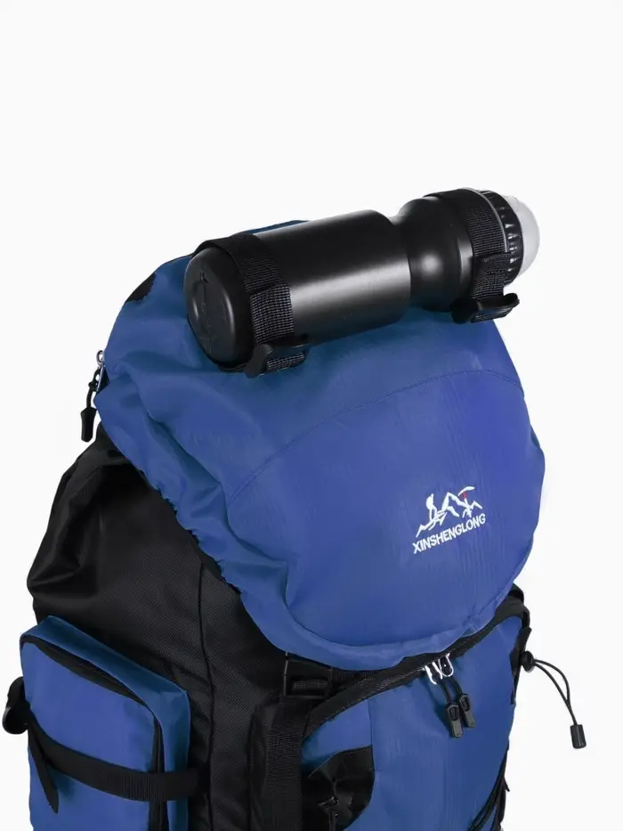 Рюкзак туристический, 90 литров, 6 наружных карманов, шнуровка, синий
