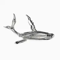 Брошь &laquo;Кит&raquo; морской, цвет серебро