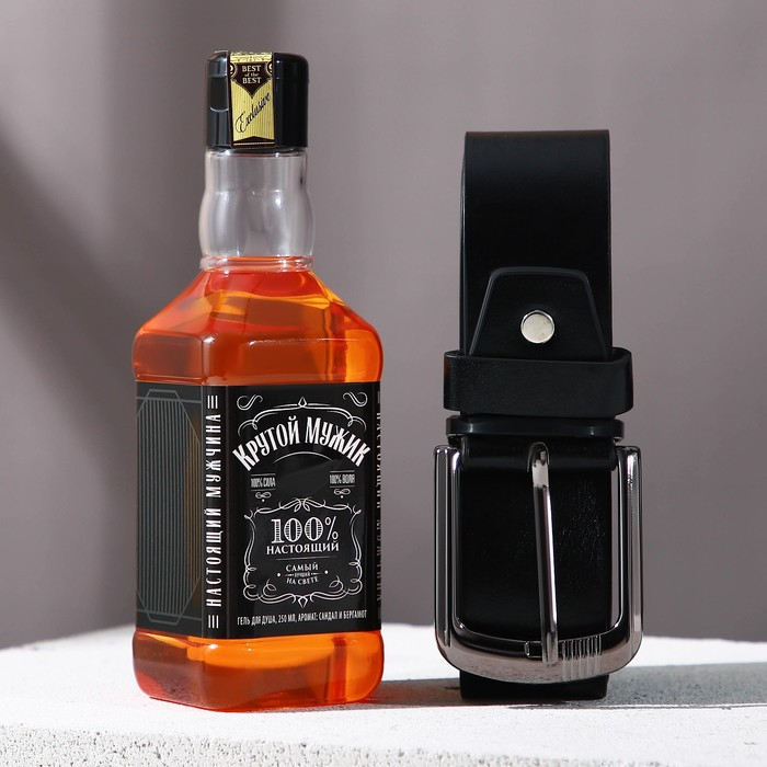 Новогодний подарочный набор косметики «Крутой мужик», гель для душа во флаконе виски 250 мл и ремень, аромат сандала и бергамота, Новый Год Новогодний подарочный набор косметики «Крутой мужик», гель для душа во флаконе виски 250 мл и ремень, аромат сандала и бергамота, Новый Год