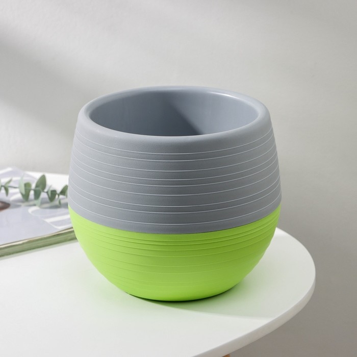 Горшок для цветов с поддоном «Япония», 1,2 л, цвет серо-фисташковый