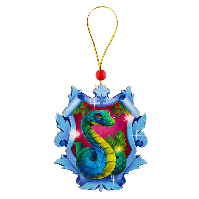 Ёлочная игрушка - подвеска деревянная «Новый год! Змея в снежинке», символ года 2025 Ёлочная игрушка - подвеска деревянная «Новый год! Змея в снежинке», символ года 2025