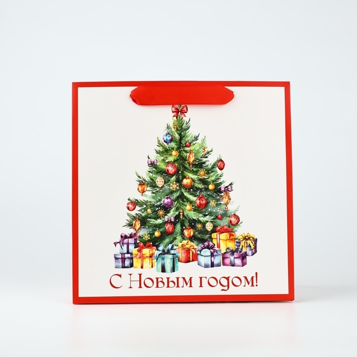 Пакет подарочный новогодний ламинированный квадратный «С Новым годом», ёлка 22 х 22 х 11 см , Новый год Пакет подарочный новогодний ламинированный квадратный «С Новым годом», ёлка 22 х 22 х 11 см , Новый год