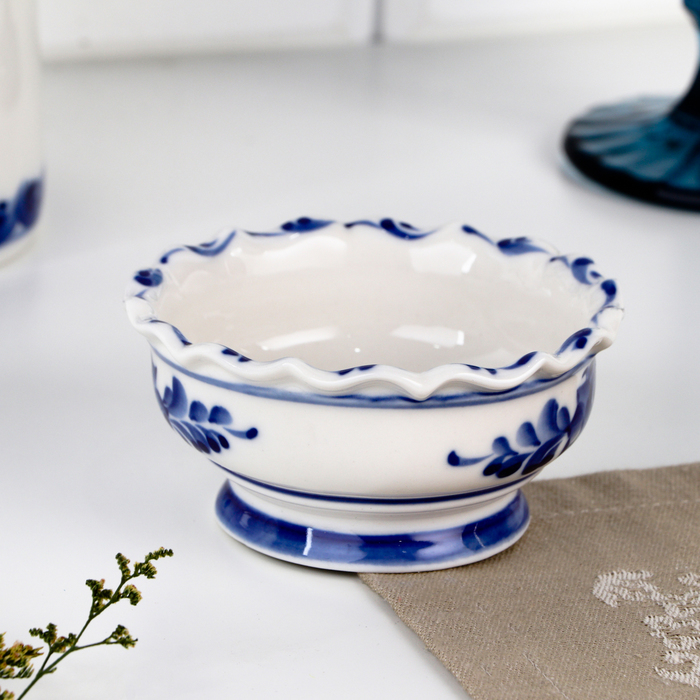 Розетка «Цветы», 10,5х10,5×5 см, гжель Розетка «Цветы», 10,5х10,5×5 см, гжель