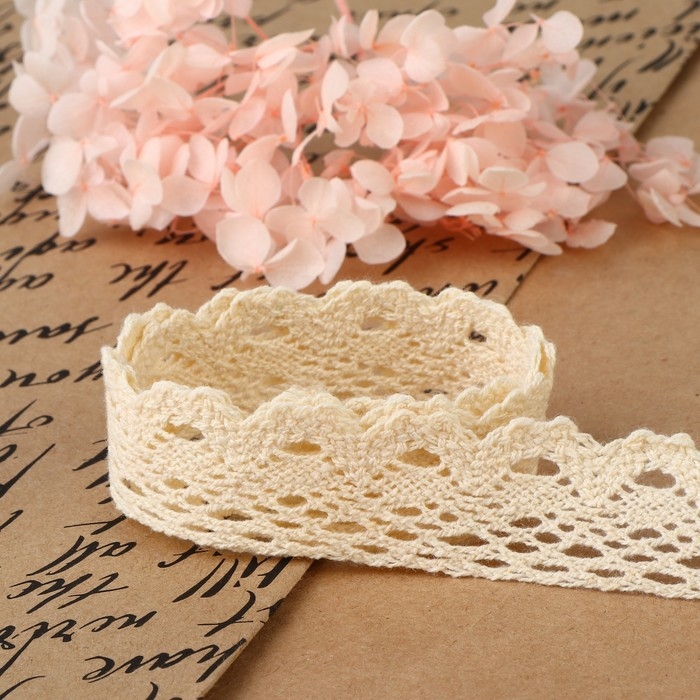 Кружево вязаное, 25 мм × 15 ± 1 м, цвет бежевый Кружево вязаное, 25 мм × 15 ± 1 м, цвет бежевый