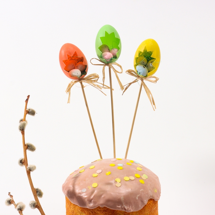 Декор на палочке «Яйца», пасхальный, 3 шт., 4 × 12,5 × 25 см Декор на палочке «Яйца», пасхальный, 3 шт., 4 × 12,5 × 25 см