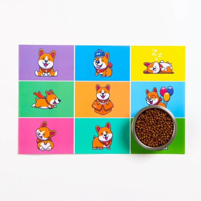 Коврик под миску  Коврик под миску "Пижон", 43 х 28 см, "Веселый корги"