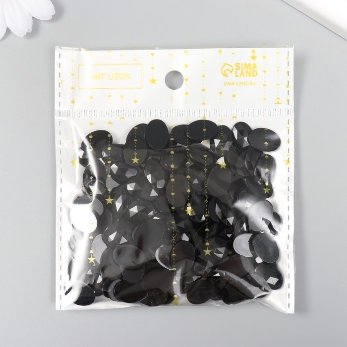 Декор для творчества пластик Декор для творчества пластик "Стразы овал. Полночь" набор 150 шт 1х1,4 см