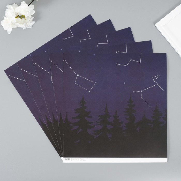 Бумага для скрапбукинга Бумага для скрапбукинга "Доверься звёздам" плотность 180 гр набор 5 шт 30,5х32 см