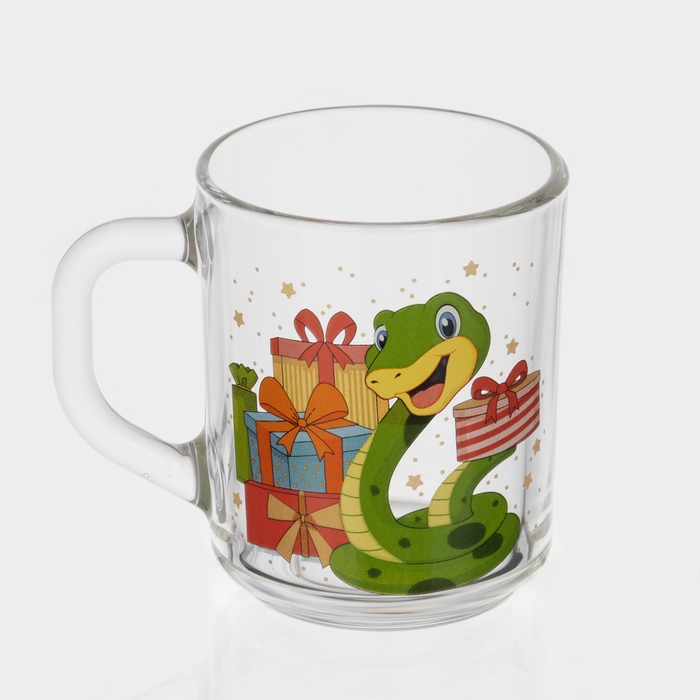 Кружка стеклянная чайная «Новогодние змейки», 200 мл, МИКС
