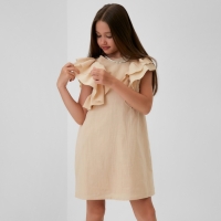Платье для девочки MINAKU: Cotton Collection цвет светло-бежевый, рост 122