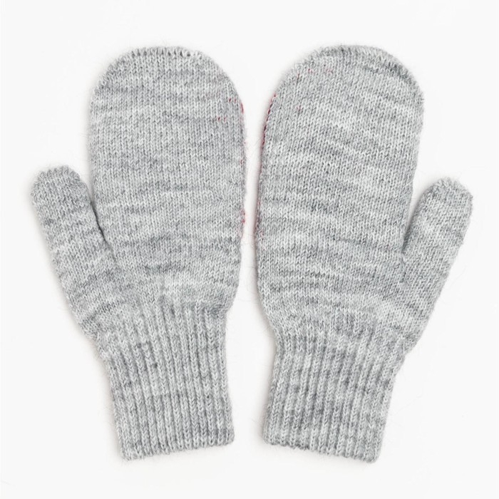 Новый год. Варежки двойные детские, цвет серый/пингвин, размер 10 (0-3 года)