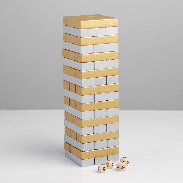 Головоломка дженга «Золото-серебро» 8×8×30 см Головоломка дженга «Золото-серебро» 8×8×30 см