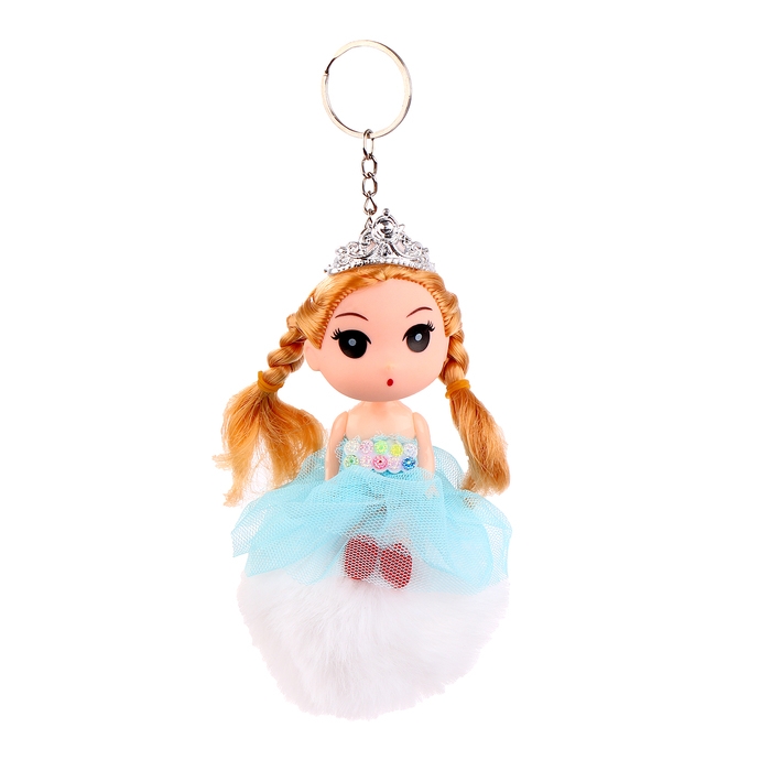 Кукла-брелок «Девочка» на белом помпоне, 14 см Кукла-брелок «Девочка» на белом помпоне, 14 см