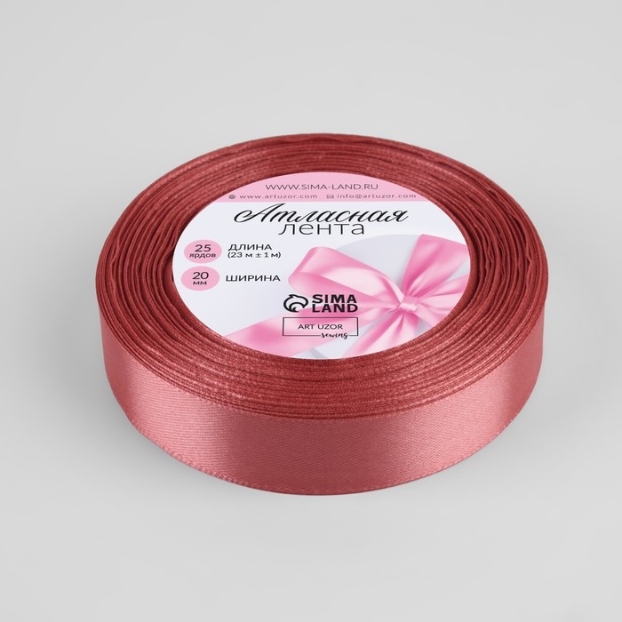 Лента атласная, 20 мм &times; 23 &plusmn; 1 м, цвет розовый антик №102