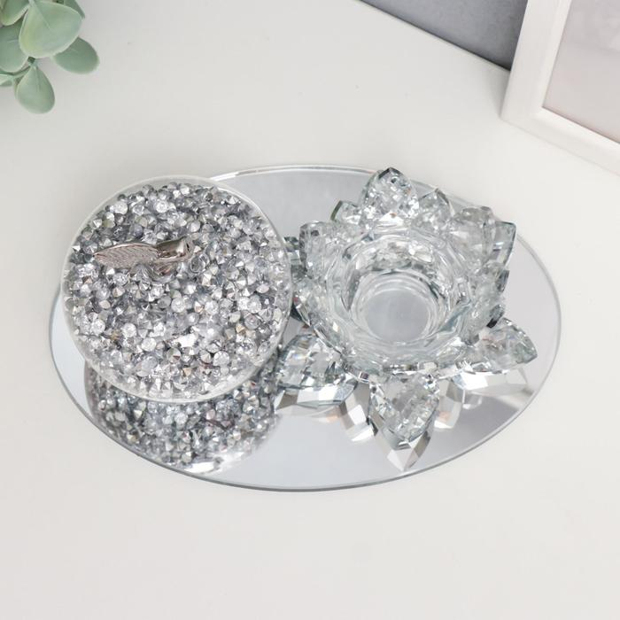 Сувенир стекло  Сувенир стекло "Лотос и яблоко на зеркале" 10,5х14х19 см