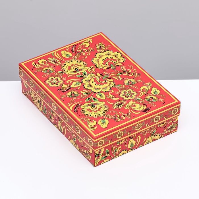 Коробка картонная без окна Коробка картонная без окна "Роспись", 21 х 15 х 7 см набор 5 шт