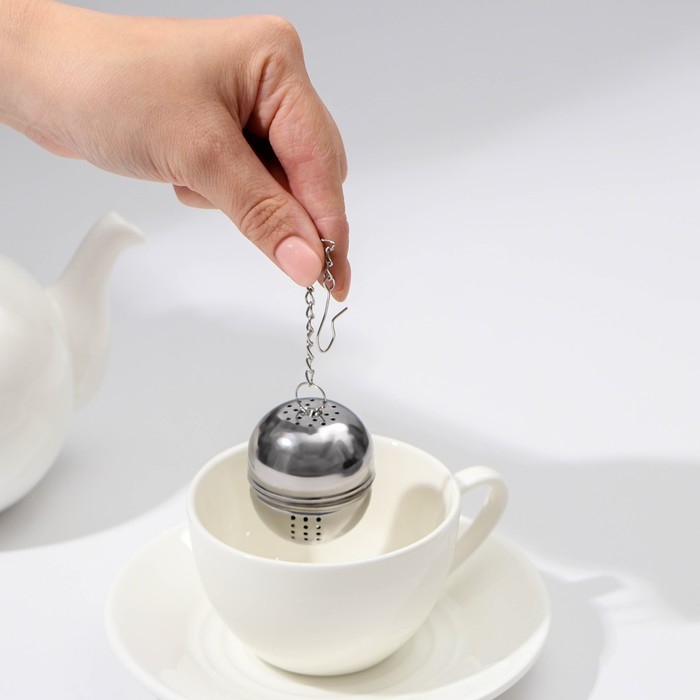 Ситечко для чая Доляна «Овальчик», 4×3,5 см, цвет серебристый Ситечко для чая Доляна «Овальчик», 4×3,5 см, цвет серебристый