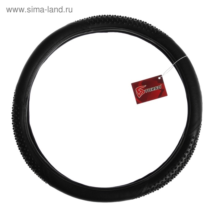 Оплетка на руль TORSO, кожа PU, массажные вставки, размер 38 см, черный Оплетка на руль TORSO, кожа PU, массажные вставки, размер 38 см, черный