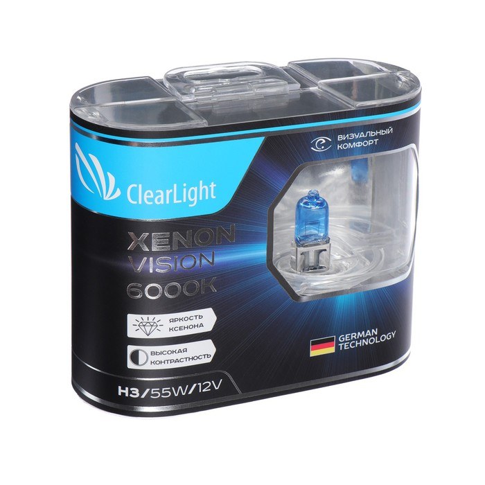 Лампа автомобильная Clearlight XenonVision, H3, 12 В, 55 Вт, набор 2 шт Лампа автомобильная Clearlight XenonVision, H3, 12 В, 55 Вт, набор 2 шт