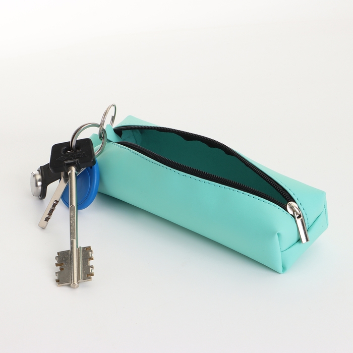 Ключница на молнии, длина 16 см, кольцо, карабин, цвет бирюзовый Ключница на молнии, длина 16 см, кольцо, карабин, цвет бирюзовый