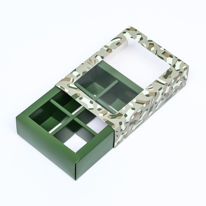 Коробка для конфет 6 шт, Коробка для конфет 6 шт, "23 Февраля" 13,7 х 9,8 х 3,8 см. Кондитерская упаковка