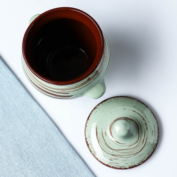 Горшок керамический для запекания №5 с ручками, 0,5л / 10х10,5см, мята Горшок керамический для запекания №5 с ручками, 0,5л / 10х10,5см, мята