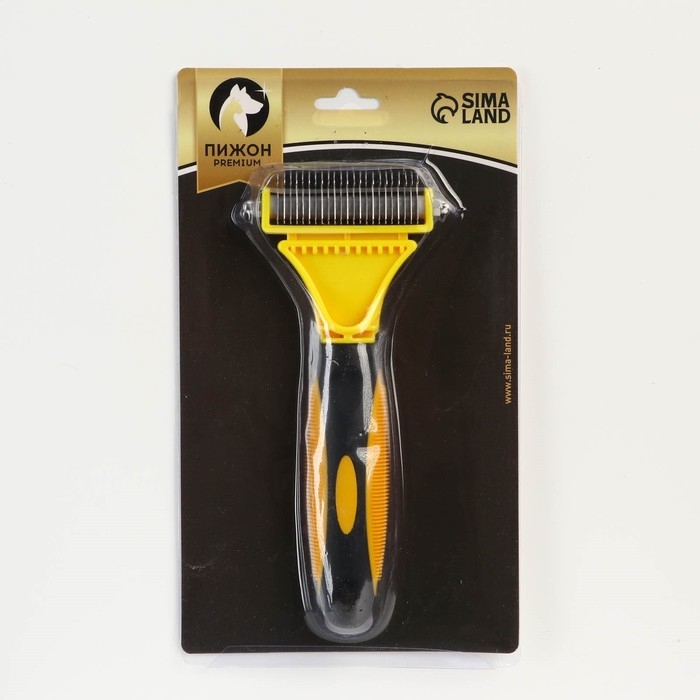 Инструмент для стриппинга двухсторонний с частые зубцы, 23 х 12 см , чёрно-жёлтый Инструмент для стриппинга двухсторонний с частые зубцы, 23 х 12 см , чёрно-жёлтый