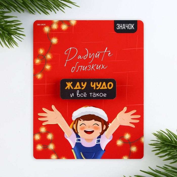 Значок новогодний «Новый год: радуйте близких» 4 х 1,5 см