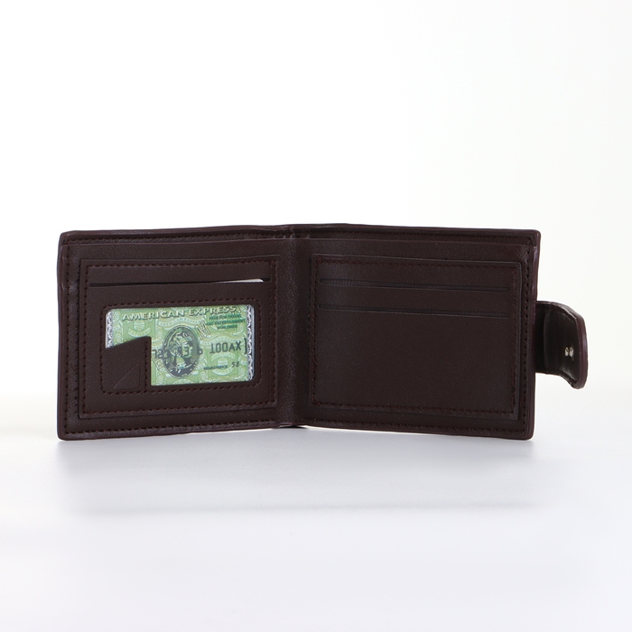 Портмоне мужское на кнопке, цвет коричневый