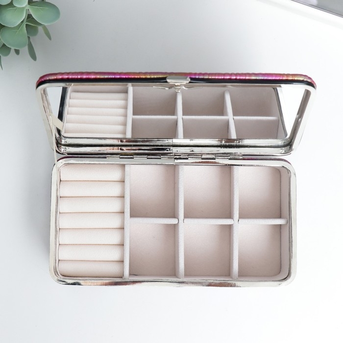 Шкатулка кожзам для украшений  Шкатулка кожзам для украшений "Полосы.Текстура. Красная переливы" 6х9,8х18,5 см