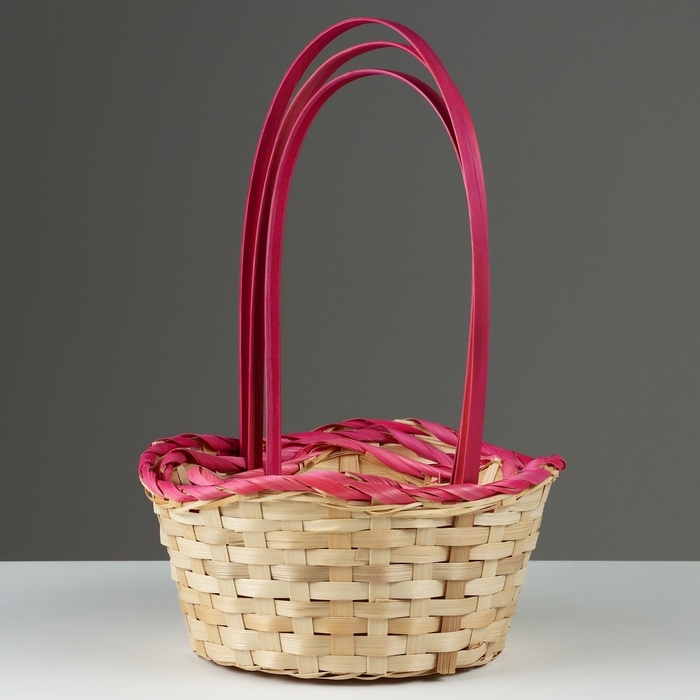 Набор корзин, 19х7,5х9,5/31 см, 22х9х11/34 см, 24х9х11,5/35 см, 3 шт, розовые, бамбук