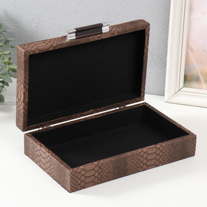 Шкатулка дерево кожзам Шкатулка дерево кожзам "Кофейный питон" 25х15х6,5 см