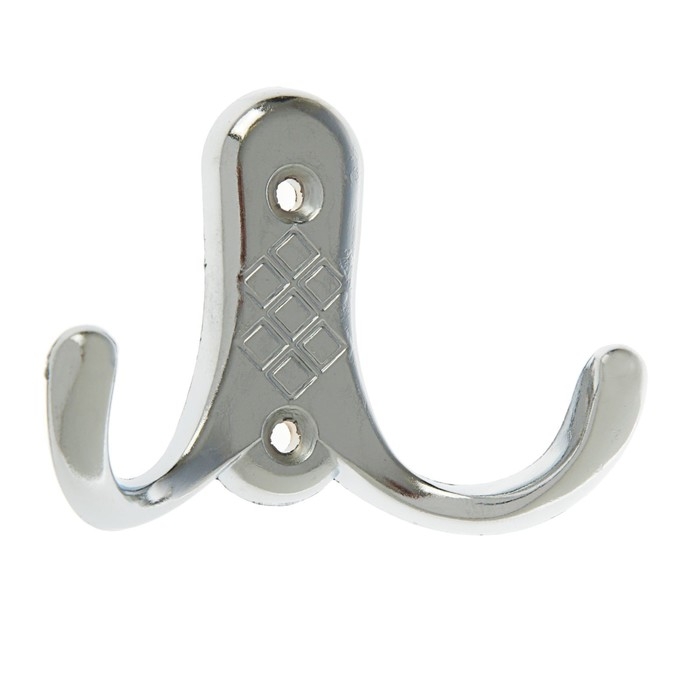 Крючок мебельный ТУНДРА TKD024, двухрожковый, хром Крючок мебельный ТУНДРА TKD024, двухрожковый, хром