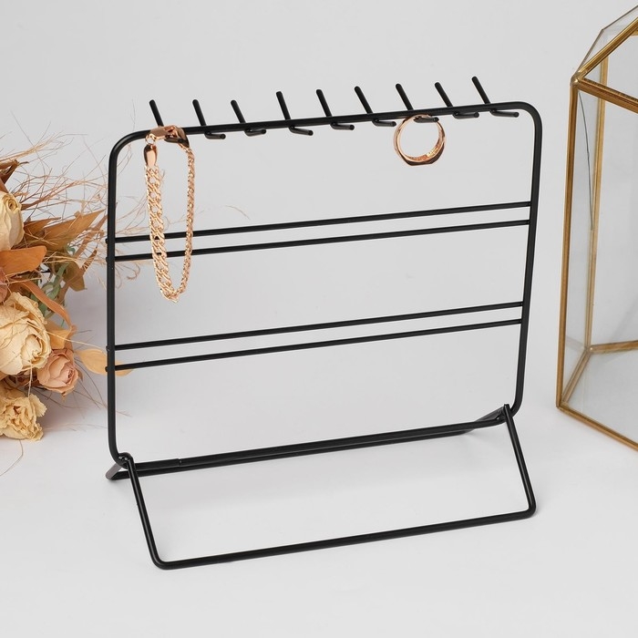 Подставка для украшений, 3 ряда, 20,5×10×19,5 см, цвет чёрный Подставка для украшений, 3 ряда, 20,5×10×19,5 см, цвет чёрный