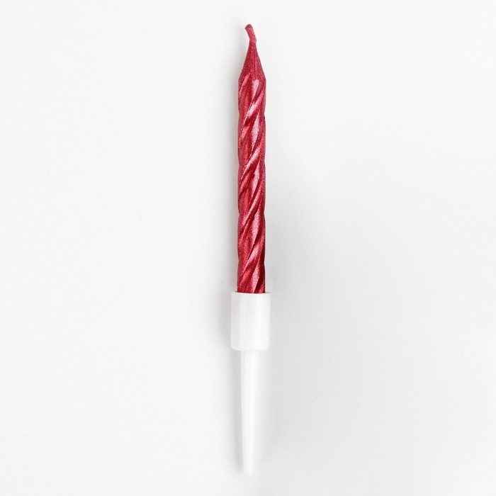 Набор свечи в торт  Набор свечи в торт "Спираль", 200шт, 5 см, красный металлик