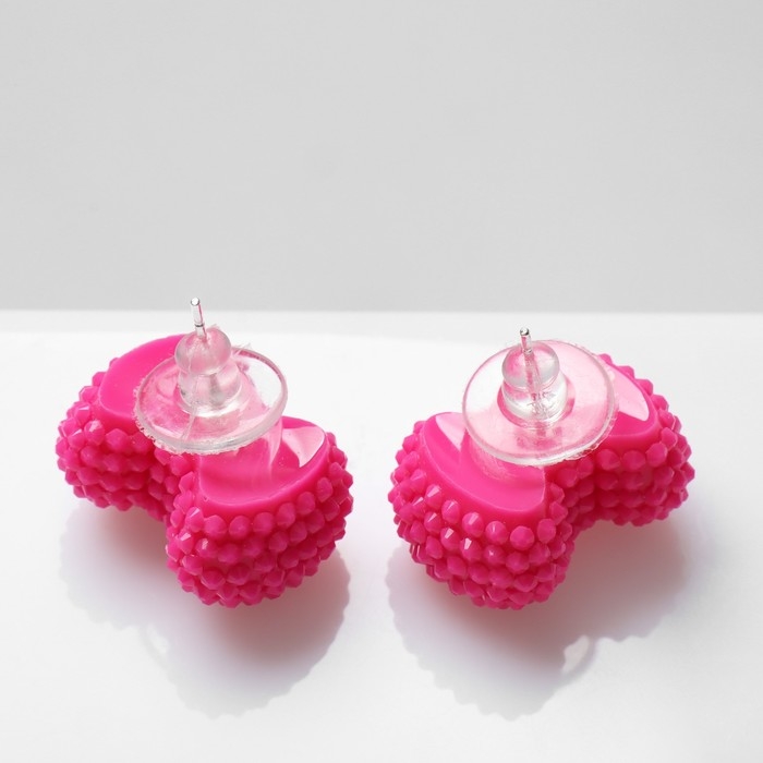 Серьги пластик «Карамель» бант, цвет ярко-розовый Серьги пластик «Карамель» бант, цвет ярко-розовый