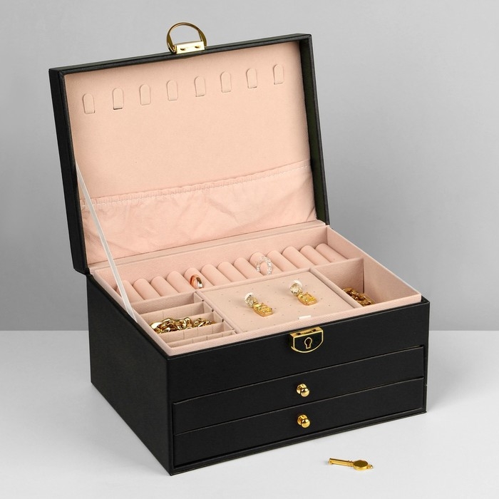 Подставка для украшений Queen fair «Шкатулка» 3 яруса, 23×17×13 см, цвет чёрный Подставка для украшений Queen fair «Шкатулка» 3 яруса, 23×17×13 см, цвет чёрный