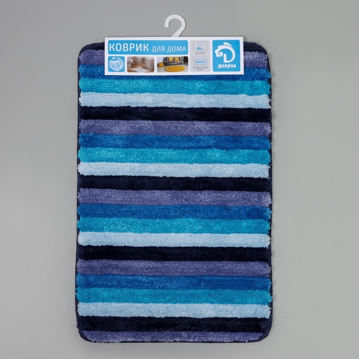 Коврик для ванной Доляна «Полосочки», 43×68 см, цвет синий Коврик для ванной Доляна «Полосочки», 43×68 см, цвет синий