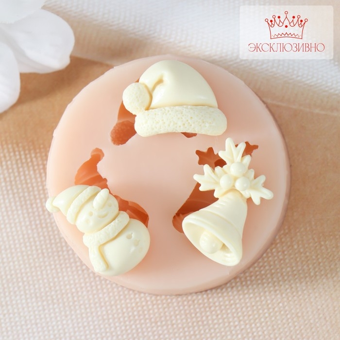 Новогодний молд силикон Новогодний молд силикон "Н/Г" Микс изделия: 2,5х1,8х0,5, 2,2х1,4х0,5, 2х1,5х0,8 см