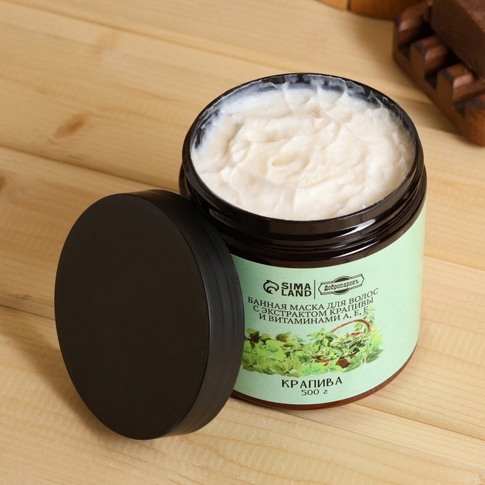 Банная маска для волос натуральная Банная маска для волос натуральная "Крапива" с витамином А,Е,F, 500 г