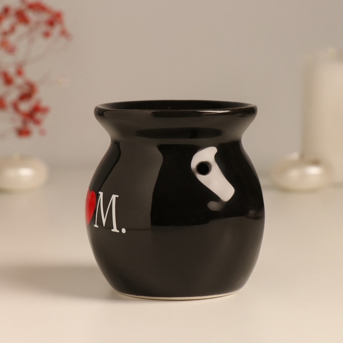 Аромалампа керамика Аромалампа керамика "Д♥м." чёрная 7,2х7,2х7,8 см
